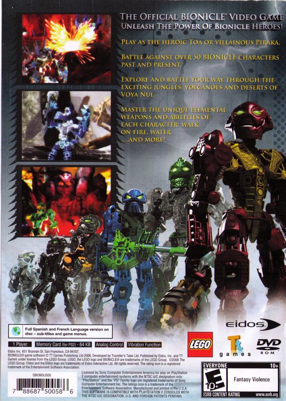 
Bionicle Heroes | PlayStation 2 | back cover | Region: North America | source-country=United States | Data by MobyGames.com