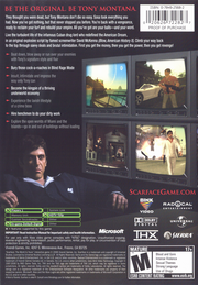 
Scarface: The World Is Yours | Xbox | back cover | Data by MobyGames.com