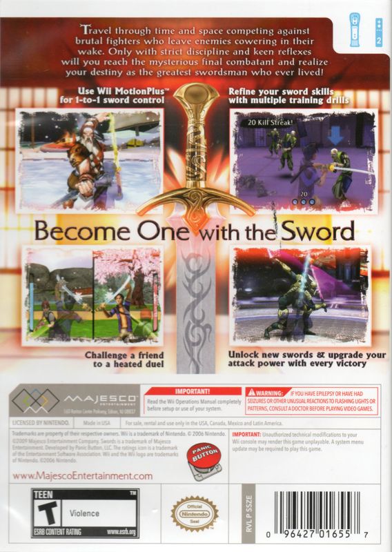 Swords | Wii | back cover | region=North America | source-country=Canada,Mexico,United States | zypher-v2 | moby-1b90566245f5 | Data by MobyGames.com