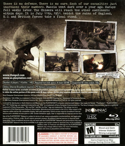 
Resistance: Fall of Man | PlayStation 3 | back cover | Data by MobyGames.com