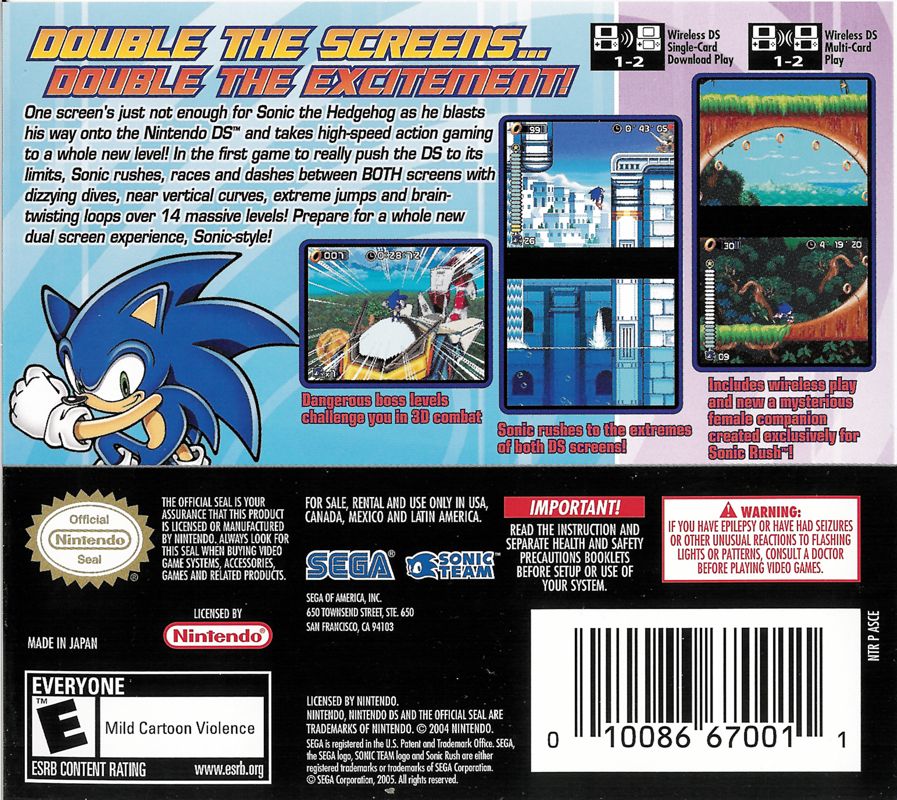 
Sonic Rush | Nintendo DS | back cover | Data by MobyGames.com