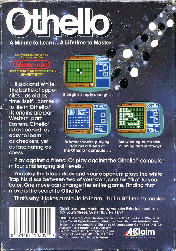 
Othello | NES | back cover | Data by MobyGames.com