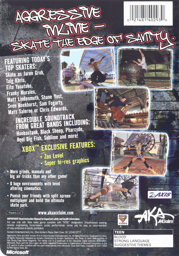 
Aggressive Inline | Xbox | back cover | Data by MobyGames.com