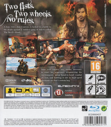 
Ride to Hell: Retribution | PlayStation 3 | back cover | Data by MobyGames.com