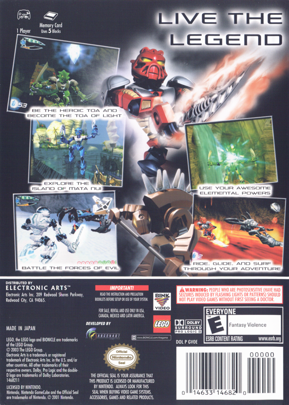 
Bionicle | GameCube | back cover | Data by MobyGames.com