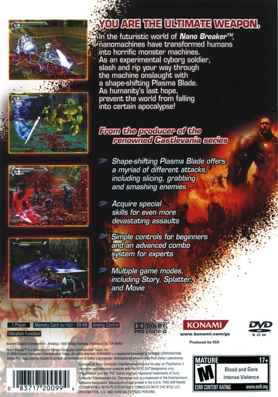 Nano Breaker | PlayStation 2 | back cover | region=North America | source-country=United States | zypher-v2 | moby-e4cf0df25982 | Data by MobyGames.com