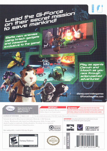 
Disney G-Force | Wii | back cover | Data by MobyGames.com