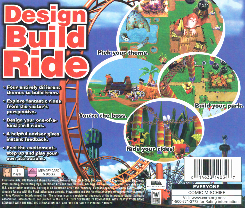 
Sim Theme Park | PlayStation | back cover | Region: North America | source-country=United States | Data by MobyGames.com