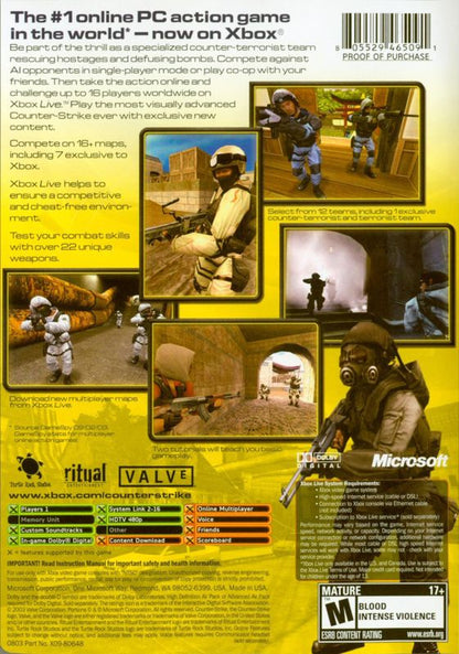 
Counter-Strike | Xbox | back cover | Region: North America | source-country=United States | Data by MobyGames.com