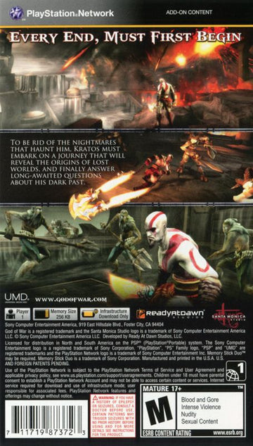 
God of War: Ghost of Sparta | PSP | back cover | Data by MobyGames.com