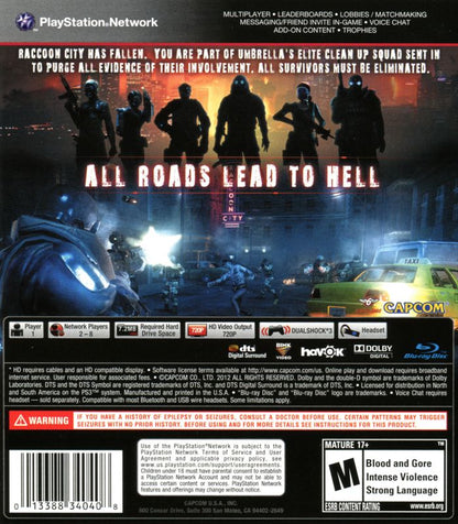 
Resident Evil: Operation Raccoon City | PlayStation 3 | back cover | Data by MobyGames.com