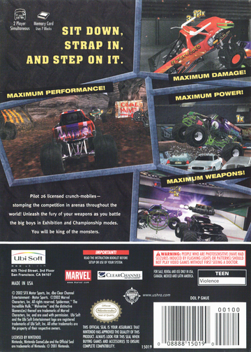 
Monster Jam: Maximum Destruction | GameCube | back cover | Data by MobyGames.com