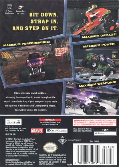 
Monster Jam: Maximum Destruction | GameCube | back cover | Data by MobyGames.com