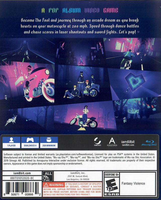 
Sayonara Wild Hearts | PlayStation 4 | back cover | Data by MobyGames.com