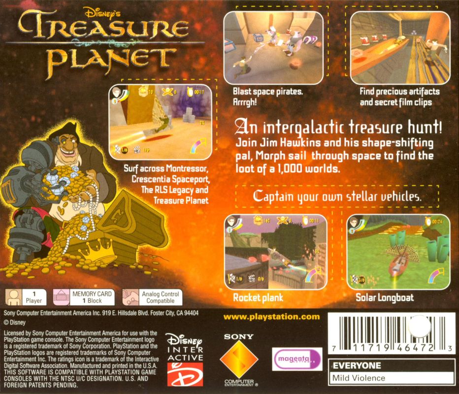 Disney's Treasure Planet | PlayStation | back cover | Data by MobyGames.com