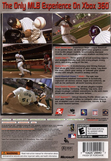 Major League Baseball 2K6 | Xbox 360 | back cover | region=North America | source-country=United States | zypher-v2 | moby-fba795aef56c | Data by MobyGames.com