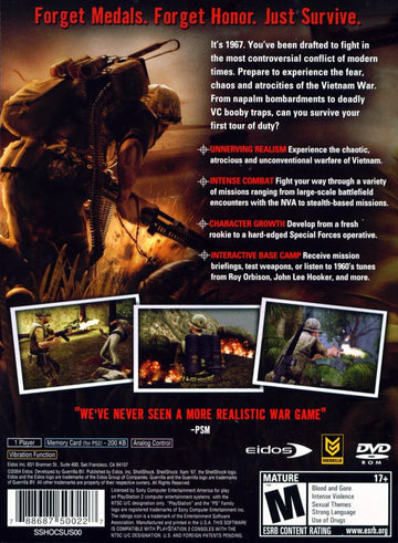 
Shellshock: Nam '67 | PlayStation 2 | back cover | Data by MobyGames.com