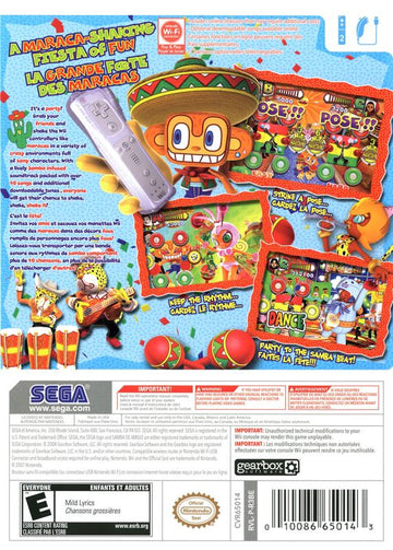 Samba de Amigo | Wii | back cover | region=North America | source-country=Canada,Mexico,United States | zypher-v2 | moby-617bbd6c0dfb | Data by MobyGames.com