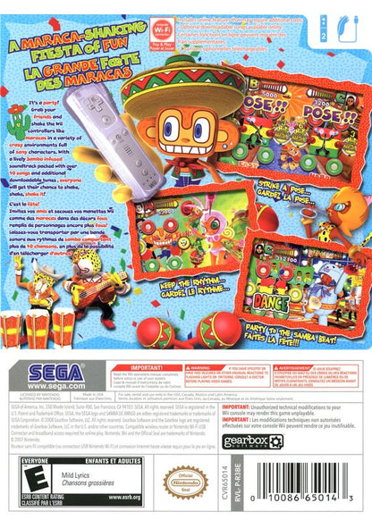 Samba de Amigo | Wii | back cover | region=North America | source-country=Canada,Mexico,United States | zypher-v2 | moby-617bbd6c0dfb | Data by MobyGames.com
