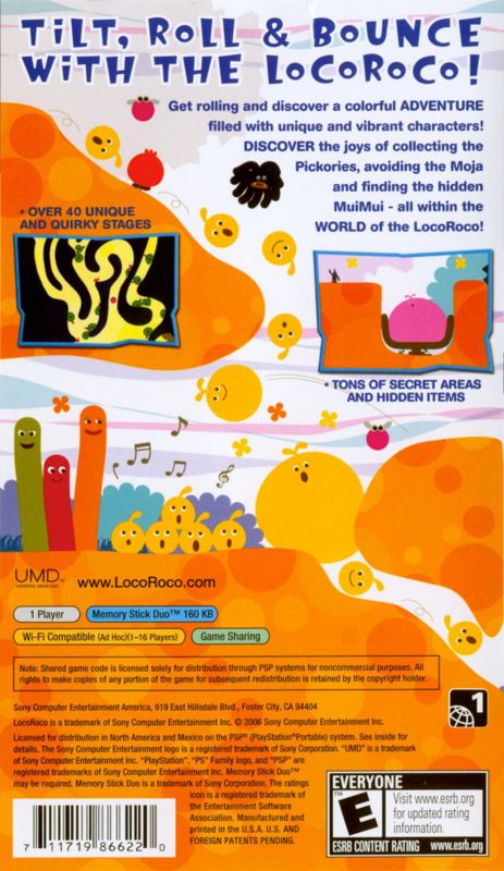 
LocoRoco | PSP | back cover | Data by MobyGames.com
