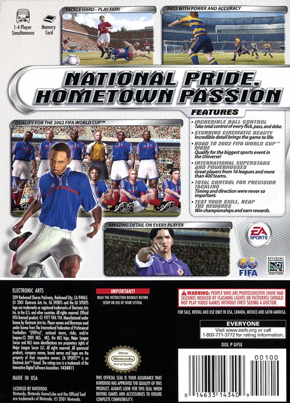 
FIFA Soccer 2002: Major League Soccer | GameCube | back cover | Data by MobyGames.com
