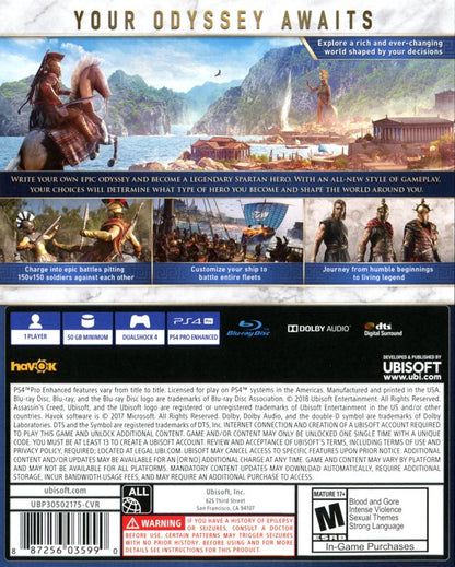 
Assassin's Creed: Odyssey | PlayStation 4 | back cover | Region: North America | source-country=United States | Data by MobyGames.com