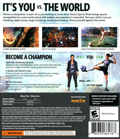 
Kinect Sports: Rivals | Xbox One | back cover | Region: North America | source-country=United States | Data by MobyGames.com