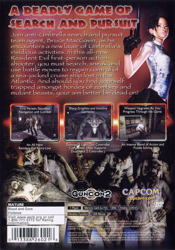 Resident Evil: Dead Aim | PlayStation 2 | back cover | Data by MobyGames.com