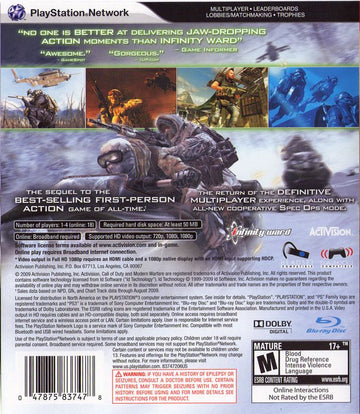 Call of Duty: Modern Warfare 2 | PlayStation 3 | back cover | region=North America | source-country=United States | zypher-v2 | moby-732601b5c4d0 | Data by MobyGames.com