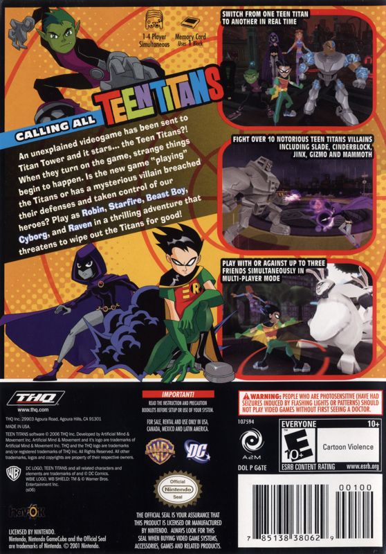 
Teen Titans | GameCube | back cover | Data by MobyGames.com