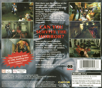 
Resident Evil 2 (Greatest Hits) | PlayStation | back cover | Region: North America | source-country=Canada,United States | Data by MobyGames.com