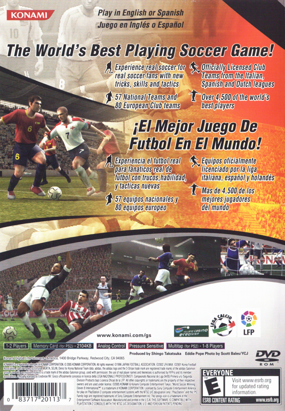 
World Soccer: Winning Eleven 8 International | PlayStation 2 | back cover | Data by MobyGames.com