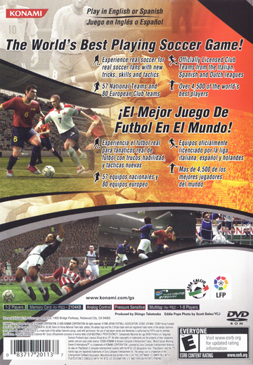 
World Soccer: Winning Eleven 8 International | PlayStation 2 | back cover | Data by MobyGames.com