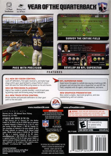 Madden NFL 06 | GameCube | back cover | region=North America | source-country=Canada,United States | zypher-v2 | moby-ae79013c6109 | Data by MobyGames.com