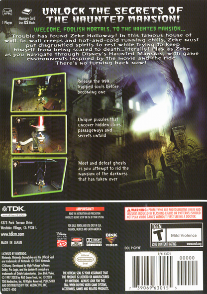 
Disney's The Haunted Mansion | GameCube | back cover | Data by MobyGames.com