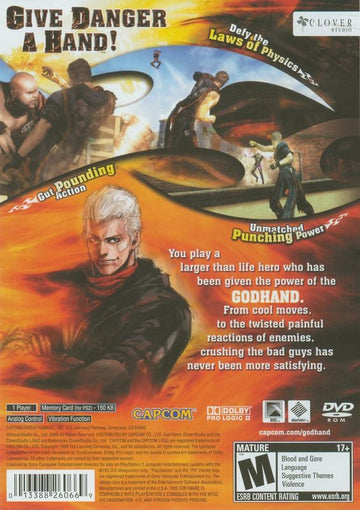 God Hand | PlayStation 2 | back cover | region=North America | source-country=United States | zypher-v2 | moby-230eabafc9eb | Data by MobyGames.com