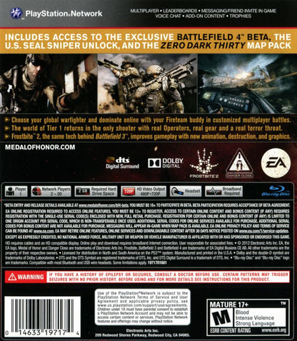 
Medal of Honor: Warfighter (Limited Edition) | PlayStation 3 | back cover | Data by MobyGames.com