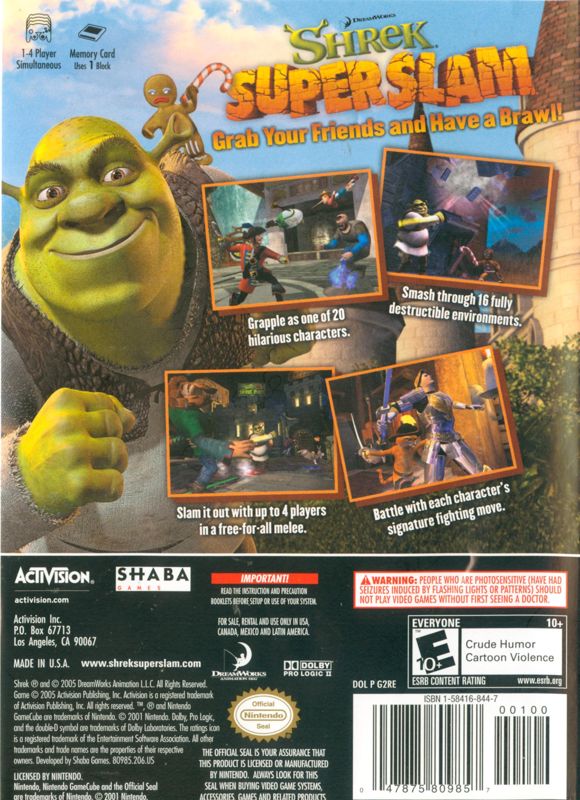 
Shrek SuperSlam | GameCube | back cover | Data by MobyGames.com