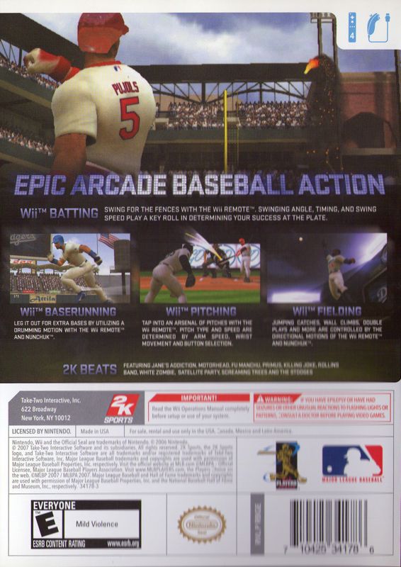 The Bigs | Wii | back cover | region=North America | source-country=United States | zypher-v2 | moby-619b911cc383 | Data by MobyGames.com