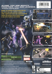 
X-Men: Legends | Xbox | back cover | Region: North America | source-country=United States | Data by MobyGames.com