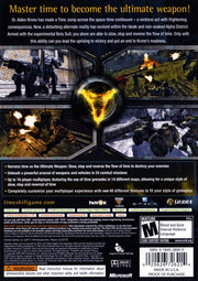 TimeShift | Xbox 360 | back cover | region=North America | source-country=United States | zypher-v2 | moby-07ed2090c621 | Data by MobyGames.com