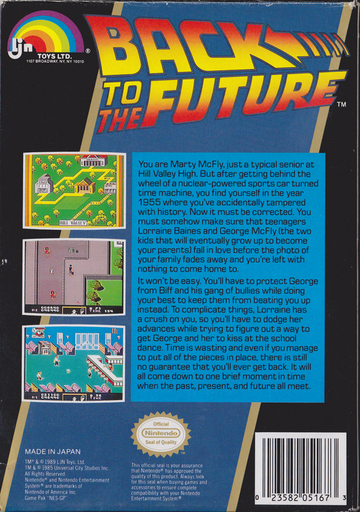 
Back to the Future | NES | back cover | Data by MobyGames.com