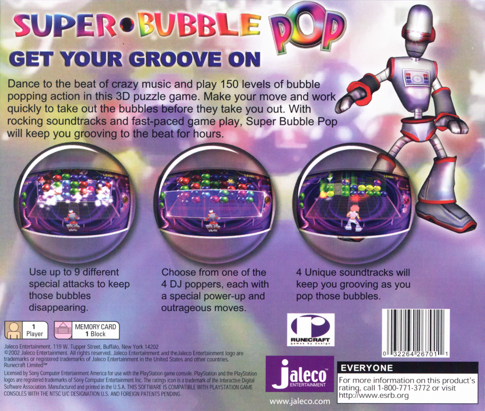 
Super Bubble Pop | PlayStation | back cover | Data by MobyGames.com