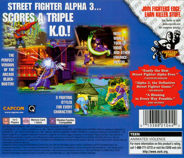 
Street Fighter Alpha 3 | PlayStation | back cover | Data by MobyGames.com