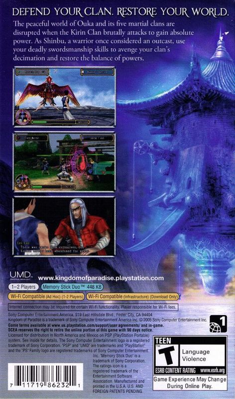
Kingdom of Paradise | PSP | back cover | Data by MobyGames.com