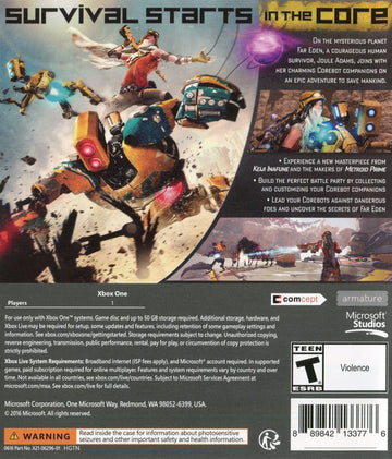 
ReCore | Xbox One | back cover | Data by MobyGames.com