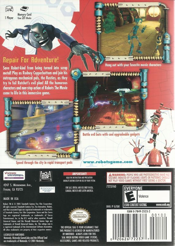 
Robots | GameCube | back cover | Data by MobyGames.com