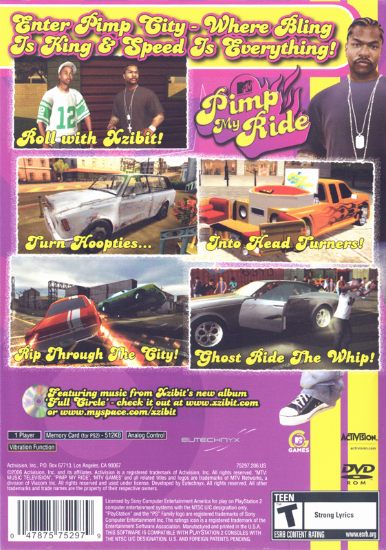 MTV Pimp My Ride | PlayStation 2 | back cover | region=North America | source-country=United States | zypher-v2 | moby-f5fcadb3e86d | Data by MobyGames.com