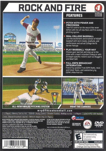 MVP 07: NCAA Baseball | PlayStation 2 | back cover | region=North America | source-country=United States | zypher-v2 | moby-bbabe2948fc7 | Data by MobyGames.com