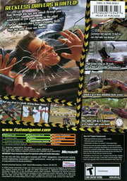 FlatOut | Xbox | back cover | region=North America | source-country=United States | zypher-v2 | moby-d59d1aef7144 | Data by MobyGames.com